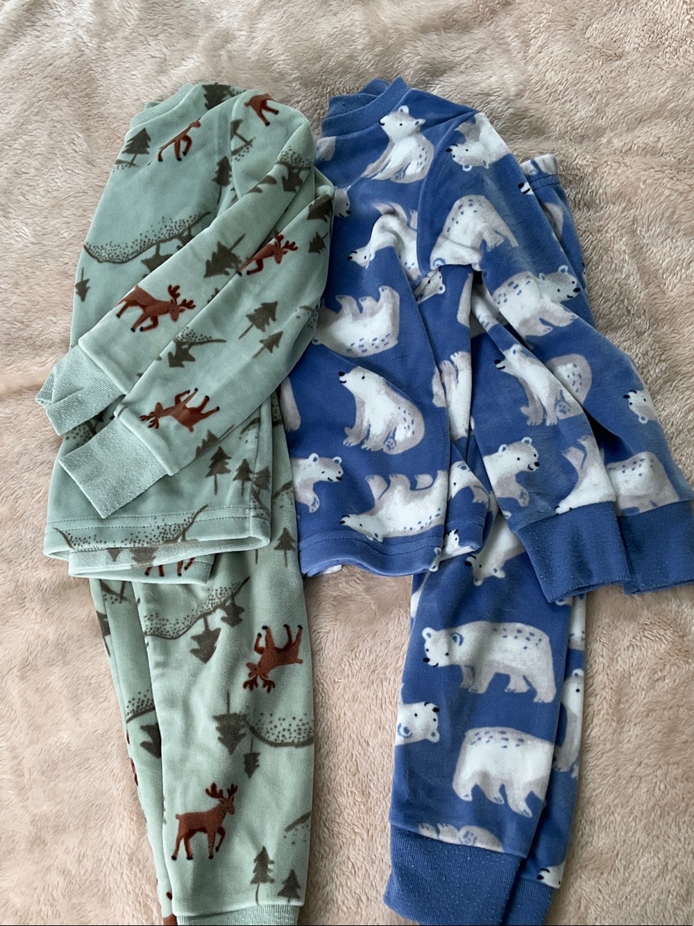 Carters Toddler  Polar Bear and Moose velour Pajama Set - 2 sets!